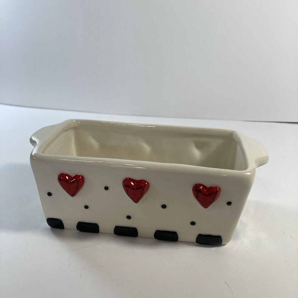 Heartful Home Tracy Mini Loaf Pan Tea Bag Holder 6x3.5x2.25 featuring Hearts